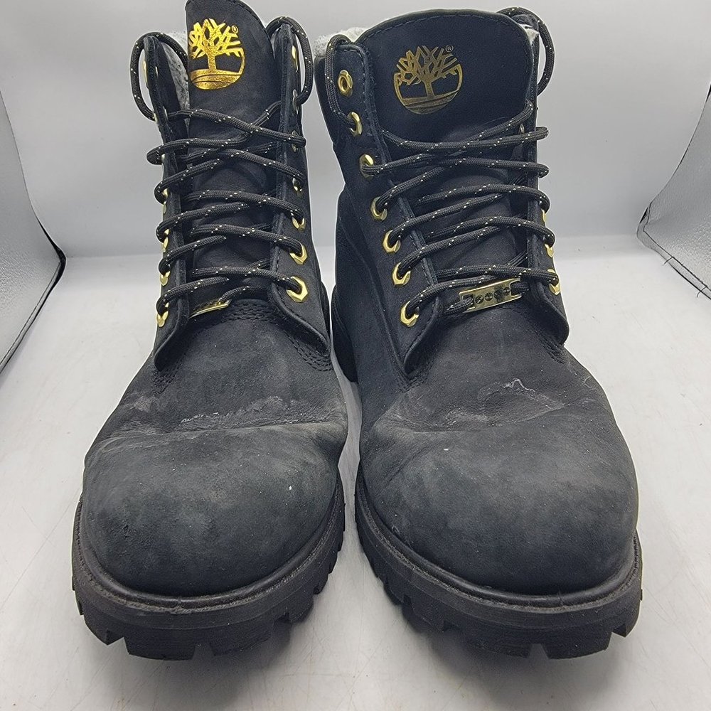 Timberland Premium Mens 12 Black 6 In Warm Lined Nubuck Waterproof Boots A2957 - Picture 2 of 13